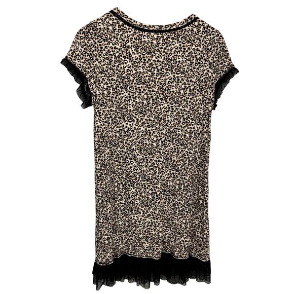 Leopard Print Lace Trim Mini Dress Sz L Sexy Slip Style Y2K Party Clubwear - Picture 3 of 8